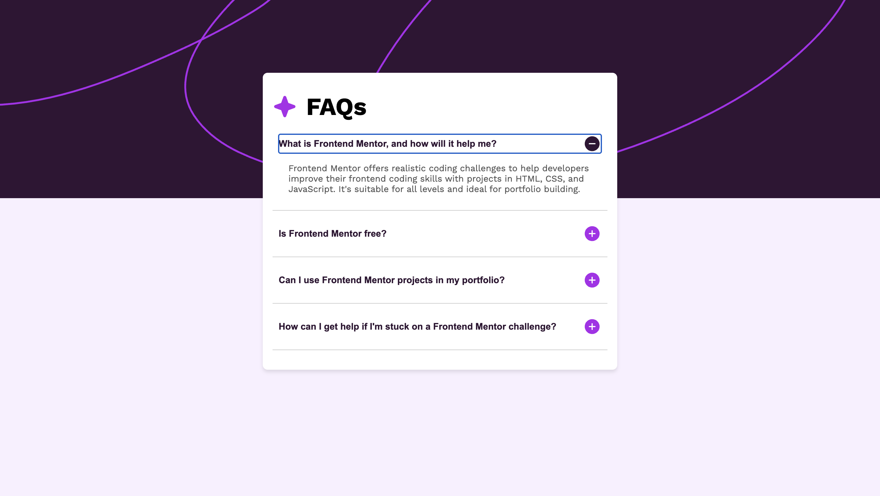 Imagen del proyecto Faq Accordion Card (practical purpose)