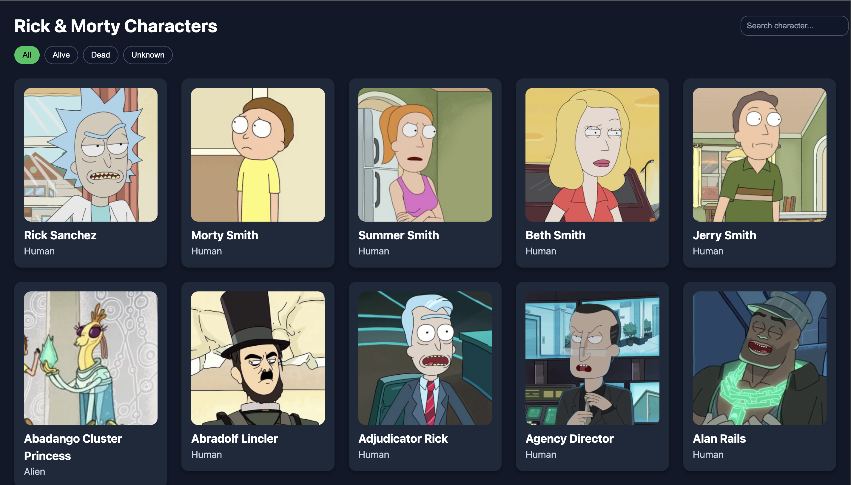 Proyecto: Rick and Morty App