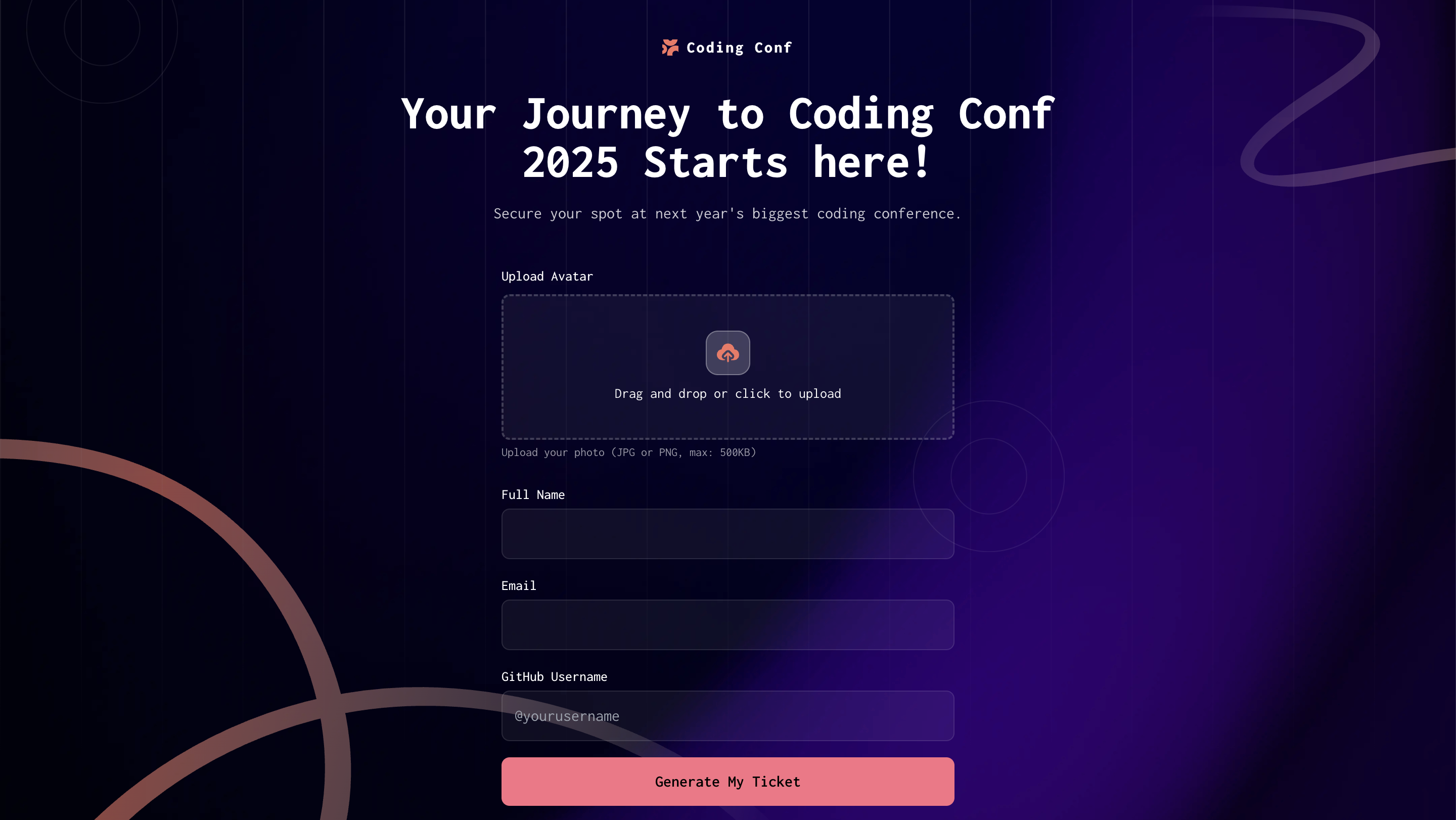 Imagen del proyecto Conference Ticket Generator